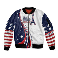 Personalized USA Make America Strong Again Sleeve Zip Bomber Jacket Go Paris 2024 - Wonder Print Shop