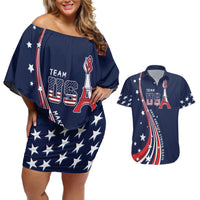Personalized USA One For All Couples Matching Off Shoulder Short Dress and Hawaiian Shirt Go Paris 2024 LT9 - Wonder Print Shop
