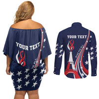 Personalized USA One For All Couples Matching Off Shoulder Short Dress and Long Sleeve Button Shirt Go Paris 2024 LT9 - Wonder Print Shop