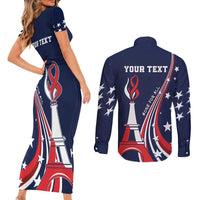 Personalized USA One For All Couples Matching Short Sleeve Bodycon Dress and Long Sleeve Button Shirt Go Paris 2024 LT9 - Wonder Print Shop