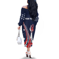 Personalized USA One For All Family Matching Off The Shoulder Long Sleeve Dress and Hawaiian Shirt Go Paris 2024 - Wonder Print Shop