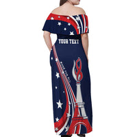 Personalized USA One For All Off Shoulder Maxi Dress Go Paris 2024 - Wonder Print Shop