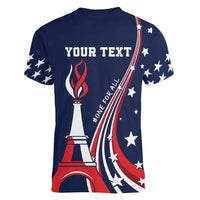 Personalized USA One For All Women V-Neck T-Shirt Go Paris 2024 - Wonder Print Shop