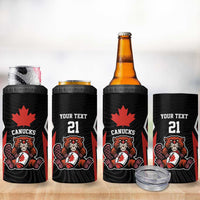 Custom Canada Rugby Pacific 4 in 1 Can Cooler Tumbler Beaver and Maple Leaf LT9 - Wonder Print Shop