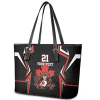 Custom Canada Rugby Pacific Leather Tote Bag Beaver and Maple Leaf - Wonder Print Shop