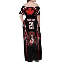 Custom Canada Rugby Pacific Off Shoulder Maxi Dress Beaver and Maple Leaf - Wonder Print Shop
