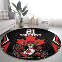 Custom Canada Rugby Pacific Round Carpet Beaver and Maple Leaf