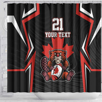 Custom Canada Rugby Pacific Shower Curtain Beaver and Maple Leaf