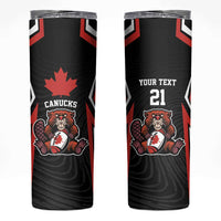 Custom Canada Rugby Pacific Skinny Tumbler Beaver and Maple Leaf - Wonder Print Shop
