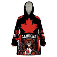 Custom Canada Rugby Pacific Wearable Blanket Hoodie Beaver and Maple Leaf - Wonder Print Shop