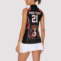 Custom Canada Rugby Pacific Women Sleeveless Polo Shirt Beaver and Maple Leaf - Wonder Print Shop