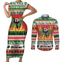 Merry Cat-Mas Couples Matching Short Sleeve Bodycon Dress and Long Sleeve Button Shirt Christmas It's Fine I'm Fine Everything is Fine LT9 - Wonder Print Shop