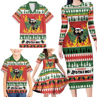 Merry Cat-Mas Family Matching Long Sleeve Bodycon Dress and Hawaiian Shirt Christmas It's Fine I'm Fine Everything is Fine LT9 - Wonder Print Shop