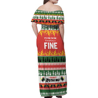 Merry Cat-Mas Family Matching Off Shoulder Maxi Dress and Hawaiian Shirt Christmas It's Fine I'm Fine Everything is Fine LT9 - Wonder Print Shop