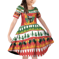 Merry Cat-Mas Family Matching Off Shoulder Short Dress and Hawaiian Shirt Christmas It's Fine I'm Fine Everything is Fine LT9 - Wonder Print Shop