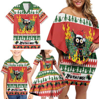 Merry Cat-Mas Family Matching Off Shoulder Short Dress and Hawaiian Shirt Christmas It's Fine I'm Fine Everything is Fine LT9 - Wonder Print Shop