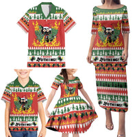 Merry Cat-Mas Family Matching Puletasi and Hawaiian Shirt Christmas It's Fine I'm Fine Everything is Fine - Wonder Print Shop