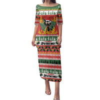 Merry Cat-Mas Family Matching Puletasi and Hawaiian Shirt Christmas It's Fine I'm Fine Everything is Fine - Wonder Print Shop