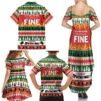 Merry Cat-Mas Family Matching Summer Maxi Dress and Hawaiian Shirt Christmas It's Fine I'm Fine Everything is Fine - Wonder Print Shop