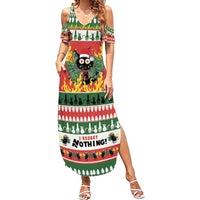 Merry Cat-Mas Family Matching Summer Maxi Dress and Hawaiian Shirt Christmas It's Fine I'm Fine Everything is Fine - Wonder Print Shop