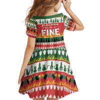 Merry Cat-Mas Kid Short Sleeve Dress Christmas It's Fine I'm Fine Everything is Fine - Wonder Print Shop