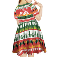 Merry Cat-Mas Kid Short Sleeve Dress Christmas It's Fine I'm Fine Everything is Fine - Wonder Print Shop