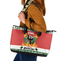 Merry Cat-Mas Leather Tote Bag Christmas It's Fine I'm Fine Everything is Fine - Wonder Print Shop