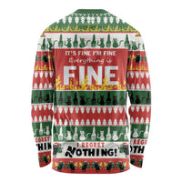 Merry Cat-Mas Long Sleeve Shirt Christmas It's Fine I'm Fine Everything is Fine - Wonder Print Shop