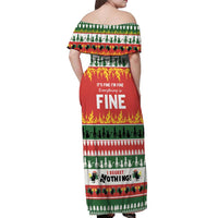 Merry Cat-Mas Off Shoulder Maxi Dress Christmas It's Fine I'm Fine Everything is Fine - Wonder Print Shop