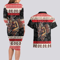 Krampus The Christmas Devil Couples Matching Long Sleeve Bodycon Dress and Hawaiian Shirt LT9 - Wonder Print Shop