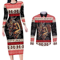 Krampus The Christmas Devil Couples Matching Long Sleeve Bodycon Dress and Long Sleeve Button Shirt LT9 - Wonder Print Shop