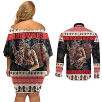 Krampus The Christmas Devil Couples Matching Off Shoulder Short Dress and Long Sleeve Button Shirt LT9 - Wonder Print Shop