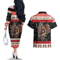 Krampus The Christmas Devil Couples Matching Off The Shoulder Long Sleeve Dress and Hawaiian Shirt LT9 - Wonder Print Shop