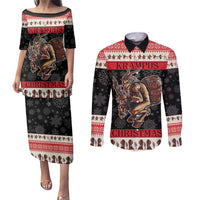Krampus The Christmas Devil Couples Matching Puletasi and Long Sleeve Button Shirt LT9 - Wonder Print Shop