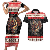 Krampus The Christmas Devil Couples Matching Short Sleeve Bodycon Dress and Hawaiian Shirt LT9 - Wonder Print Shop