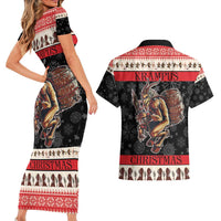 Krampus The Christmas Devil Couples Matching Short Sleeve Bodycon Dress and Hawaiian Shirt LT9 - Wonder Print Shop