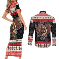 Krampus The Christmas Devil Couples Matching Short Sleeve Bodycon Dress and Long Sleeve Button Shirt LT9 - Wonder Print Shop