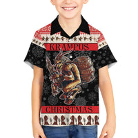 Krampus The Christmas Devil Family Matching Off The Shoulder Long Sleeve Dress and Hawaiian Shirt - Wonder Print Shop