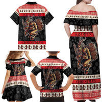 Krampus The Christmas Devil Family Matching Off Shoulder Maxi Dress and Hawaiian Shirt LT9 - Wonder Print Shop