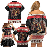 Krampus The Christmas Devil Family Matching Off Shoulder Short Dress and Hawaiian Shirt LT9 - Wonder Print Shop