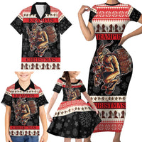 Krampus The Christmas Devil Family Matching Short Sleeve Bodycon Dress and Hawaiian Shirt - Wonder Print Shop