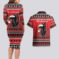 Jolakotturinn Iceland Couples Matching Long Sleeve Bodycon Dress and Hawaiian Shirt Yule Cat Merry Christmas LT9 - Wonder Print Shop