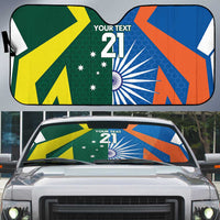 India vs Australia Custom Auto Sun Shade Blue vs Gold Cricket Heritage - Wonder Print Shop