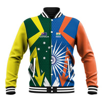 India vs Australia Custom Baseball Jacket Blue vs Gold Cricket Heritage - Wonder Print Shop