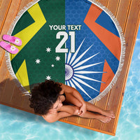 India vs Australia Custom Beach Blanket Blue vs Gold Cricket Heritage - Wonder Print Shop