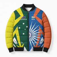 India vs Australia Custom Bomber Puffer Jacket Blue vs Gold Cricket Heritage - Wonder Print Shop