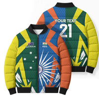 India vs Australia Custom Bomber Puffer Jacket Blue vs Gold Cricket Heritage - Wonder Print Shop