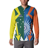 India vs Australia Custom Button Sweatshirt Blue vs Gold Cricket Heritage - Wonder Print Shop
