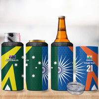 India vs Australia Custom 4 in 1 Can Cooler Tumbler Blue vs Gold Cricket Heritage - Wonder Print Shop
