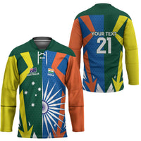 India vs Australia Custom Hockey Jersey Blue vs Gold Cricket Heritage - Wonder Print Shop